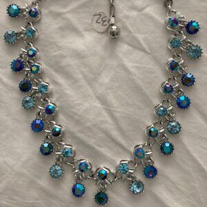 blue multi-faceted faux necklace